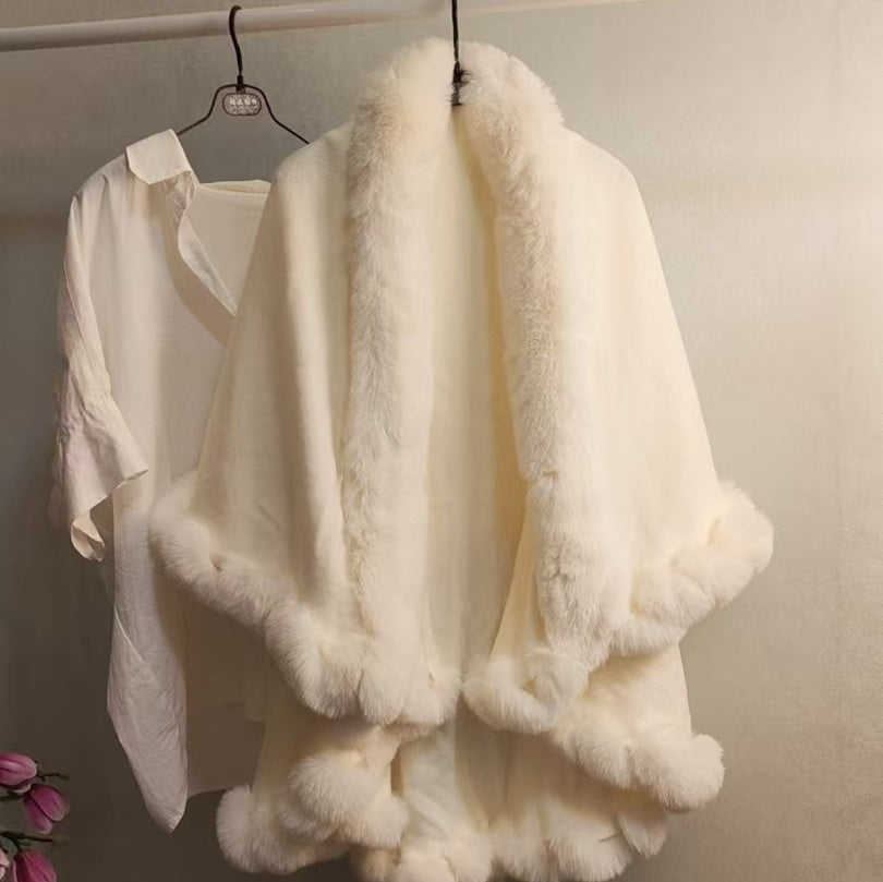 Thickened Knitted Cape With Furry Collar For FallWinter - SHOP IT 