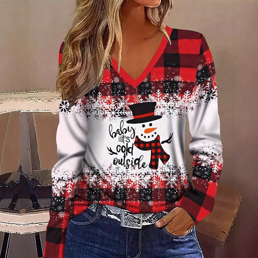 Floral Print Comfortable Casual Women's V-neck T-shirt - SHOP IT 