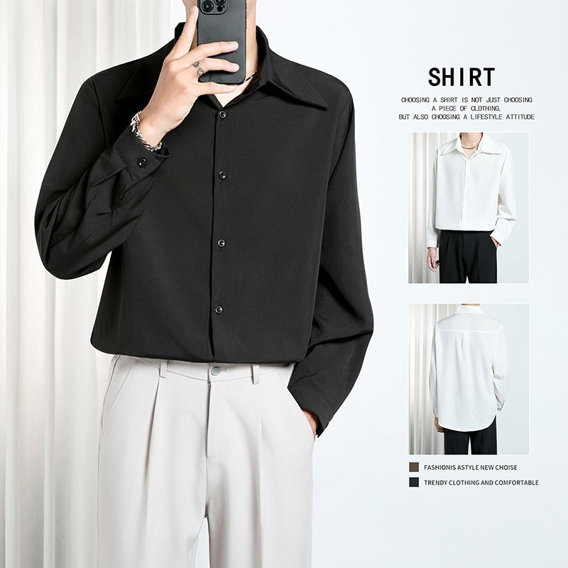 Korean Style High-end Draping Men's Trendy Simple Loose Non-ironing Shirt