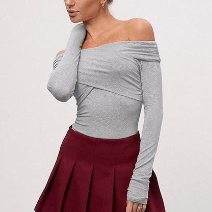 Women's Irregular Off-Shoulder Slim-Fit Long Sleeve - SHOP IT 