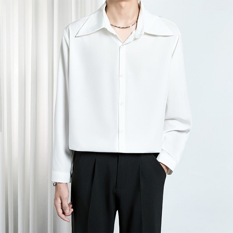 Korean Style High-end Draping Men's Trendy Simple Loose Non-ironing Shirt