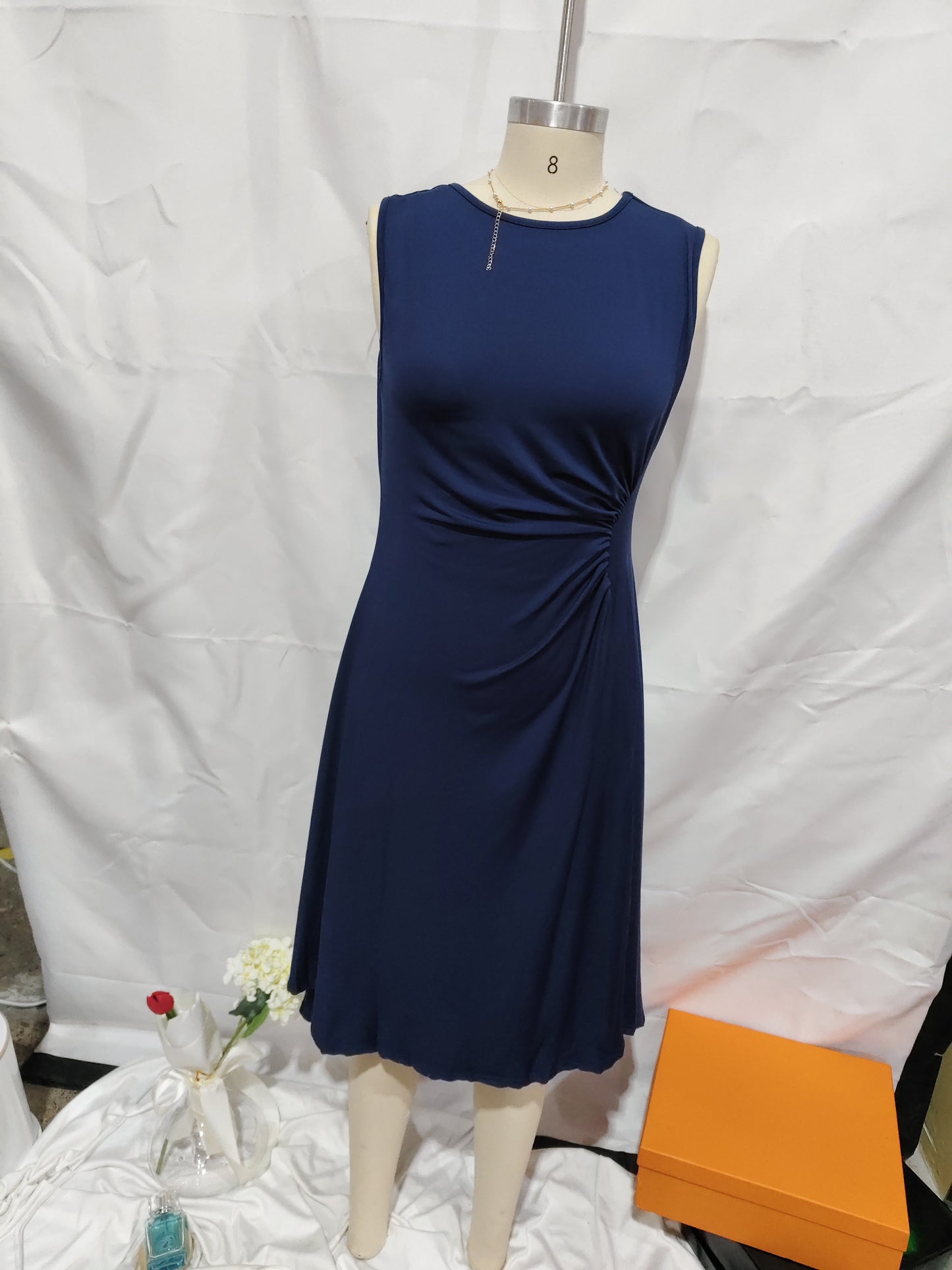 women’s sleeveless A-line summer dress solid color ladies fashion in Uganda - SHOP IT 