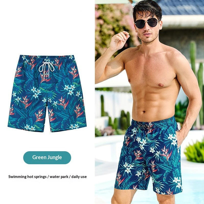 Couples Loose Quick-Drying Beach Shorts With Digital Print