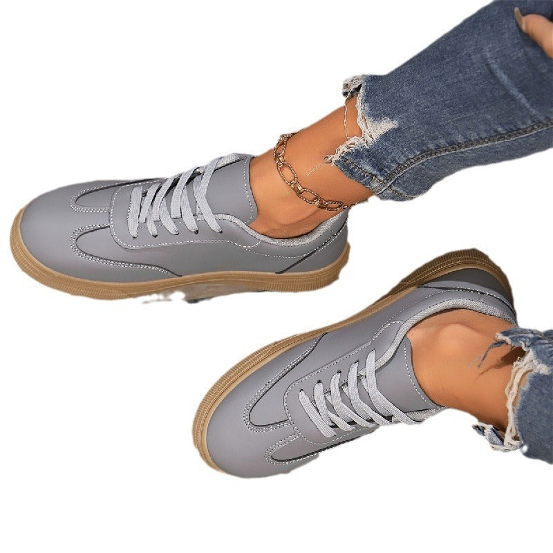 New Casual Fashion Running Women's Korean-style Flat Lace-up White Shoes