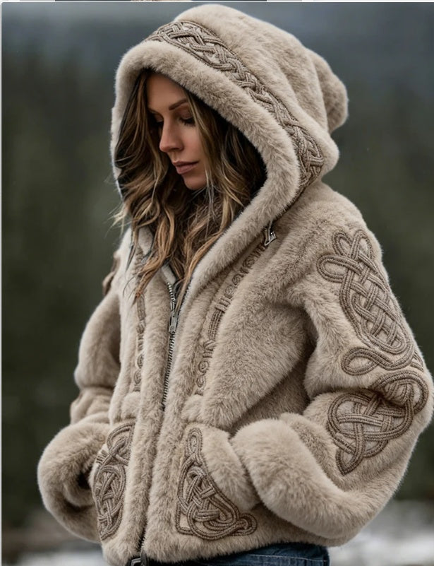 Womens Warm Hooded Zip-Up Cardigan Sweater