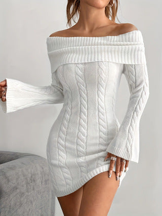 Polyester Women's Sweater Loose Casual Dress - SHOP IT 