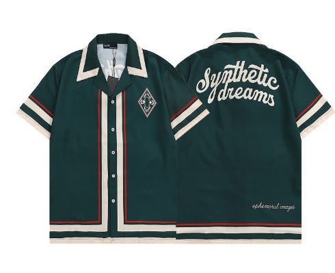 Men's European-size 3D Printed Hawaiian Short-sleeved Shirt Men