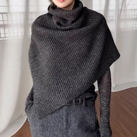 Stylish Versatile Dark Gray Knitted Neck Warmer - SHOP IT 