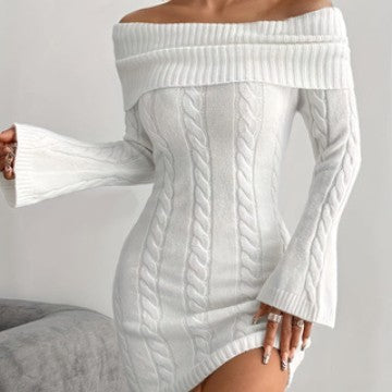 Polyester Women's Sweater Loose Casual Dress - SHOP IT 